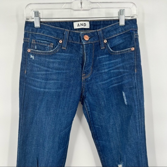 A.N.D. A New Denim blue ripped rolled skinny jeans pants trousers size 27 - Picture 2 of 10